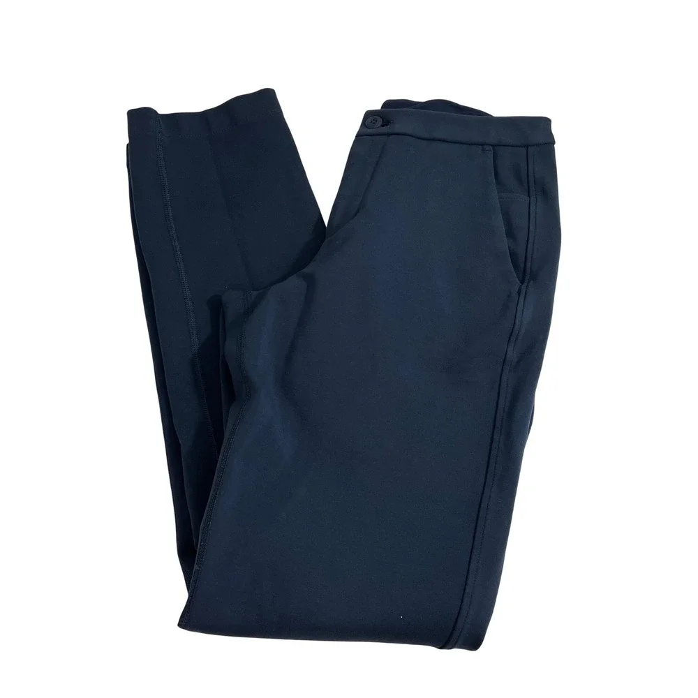 Lululemon Woven Tencel Blend Zip Fly Mid-Rise Pants  Size 2‎ Navy Blue Trousers